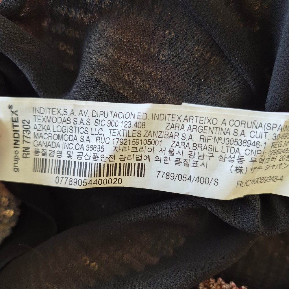 Zara Floral Sequin Dress - Black, Pink, Gold - Picture 8 of 9